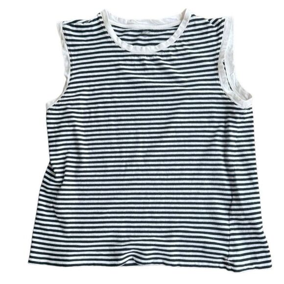 Kate Spade Saturday Tank Top Striped Muscle Tee Black White Cotton Small - Picture 1 of 5